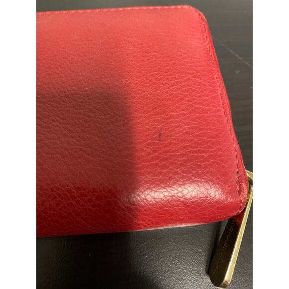 MICHAEL KORS Jet Set Zip Around Large Continental Travel Wallet Red Leather-Used - Picture 6 of 6